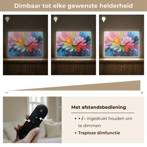 Kleuruitbarsting - Expressieve sfeer - Bloem Light Box met batterij (Wandlamp) middel -USP_dimbaarNL