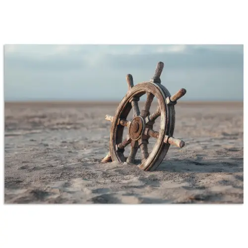 Scheepsstuur - Hout - Bruin - Zand poster papier klein -3d
