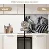 Zebra's - Zwart - Wit keuken achterwand 2 middel -voor-na2_NL