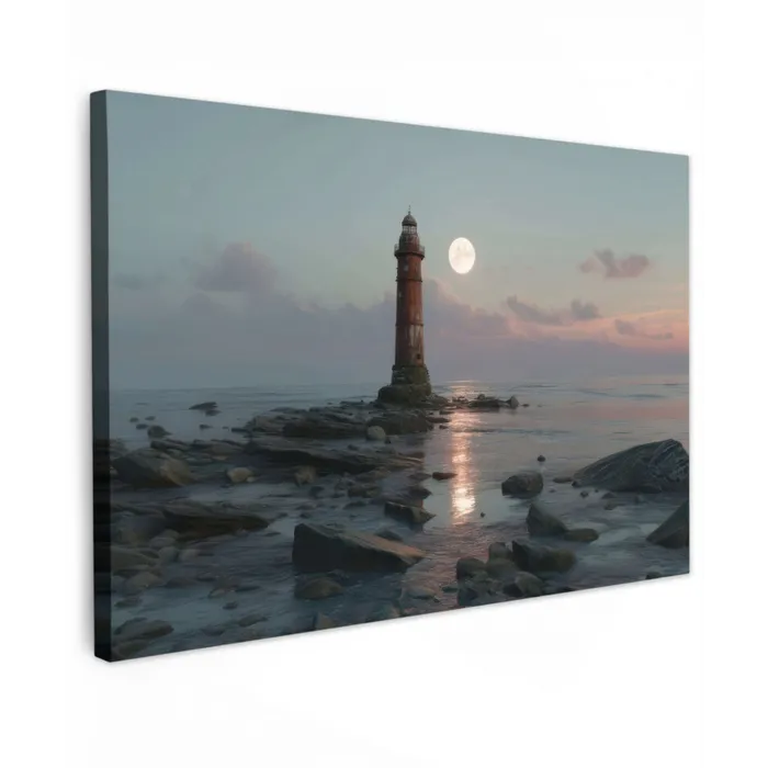 Vuurtoren - Stenen - Water - Maan canvas 2cm klein -z3d