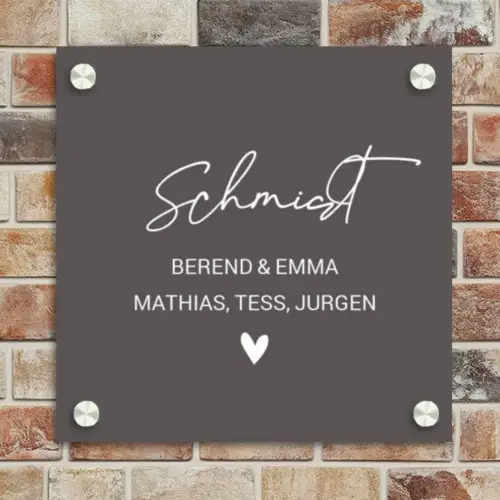 Grijs - Sierlijk Naambord Vierkant klein -sfeer2