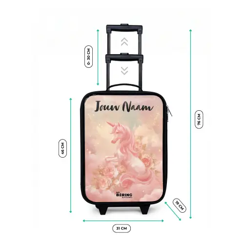 Eenhoorn - Wolken - Roze Kinderkoffer - Zwart klein -productfoto_formaten
