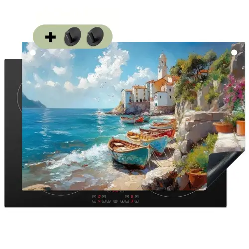 Boten - Rotsen - Zee - Zon Inductie beschemer met haakjes klein -3d