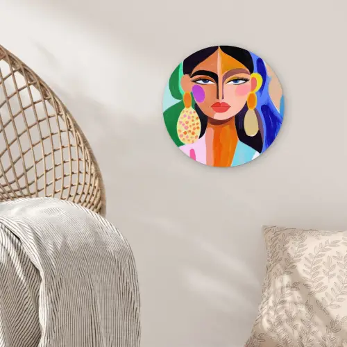 Portret - Vrouw - Modern Wandcirkel kunststof plaat 5mm dik klein -sfeer5