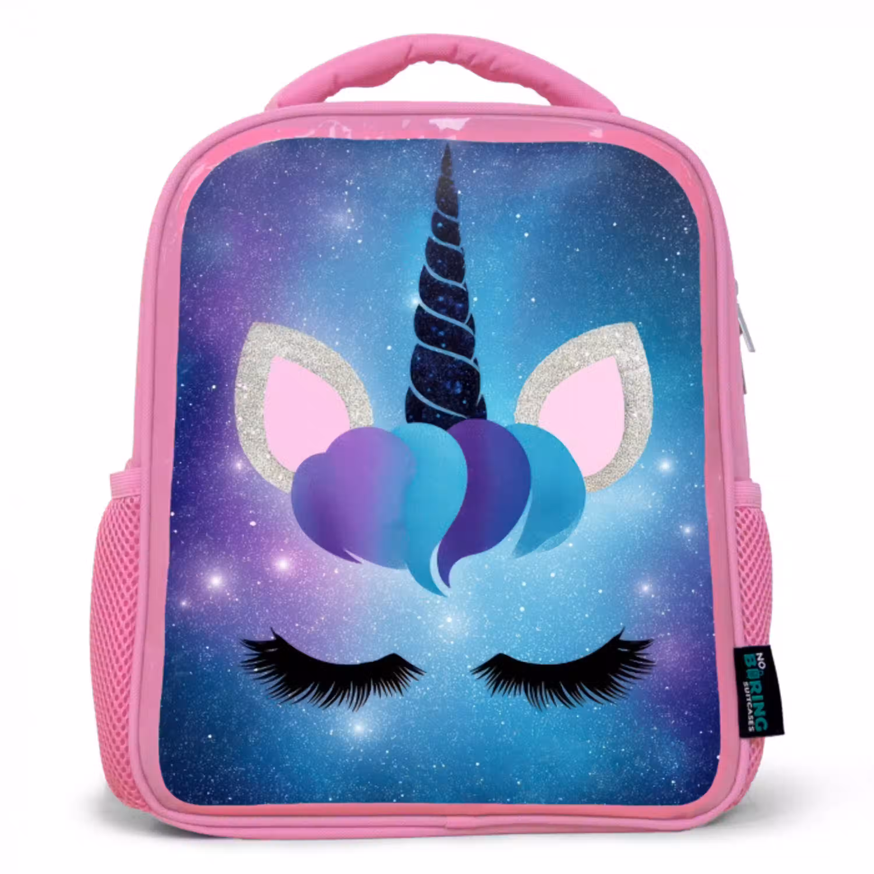 Eenhoorn - Sterren - Magisch - Blauw Kinderrugzak - Roze middel -3d