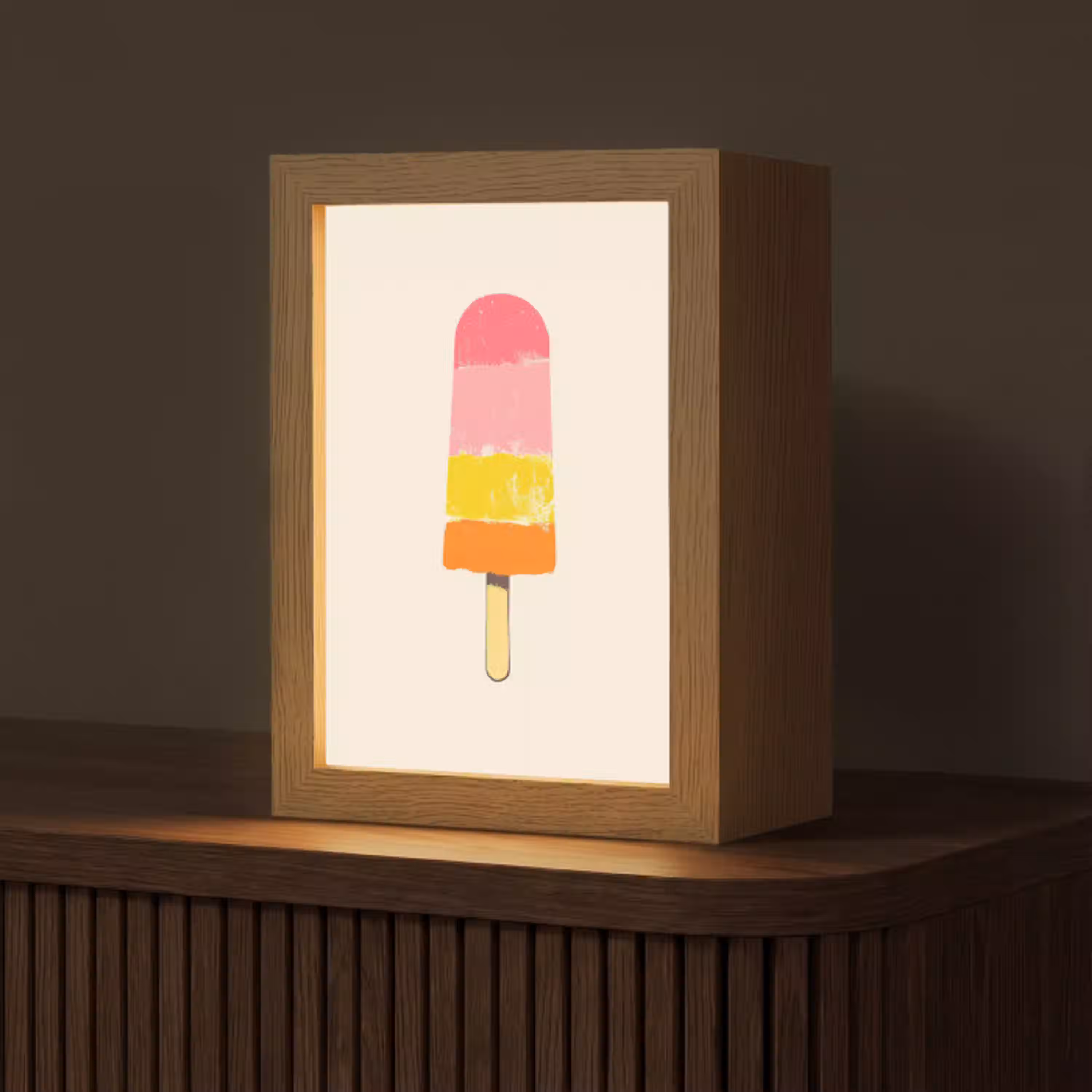 Waterijsje - Retro - Stokje - Roze Light Box met kabel (Tafellamp) klein -z3d_website