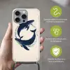 Walvissen - Spetters - Cirkel - Donkerblauw Hoesje iPhone 16 Pro Max met koord klein -sfeer2_NL