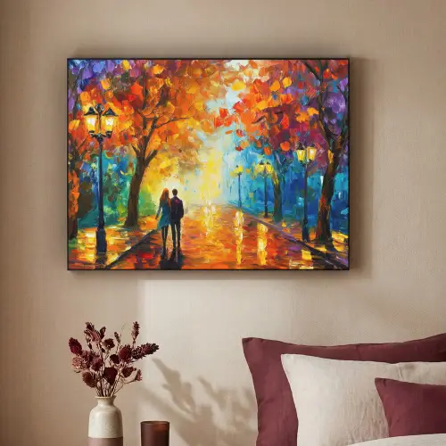 Koppel - Liefde - Bos - Kunst Textielframe zwart klein -sfeer1