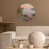 Middelandse zee - Sinaasappel - Heuvels - Zee Akoestische PET Vilt - Rond klein -sfeer1