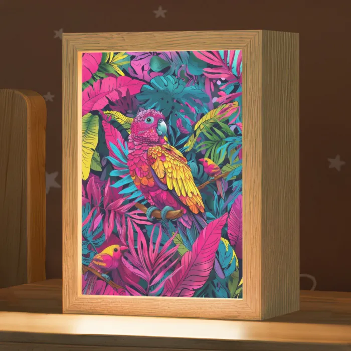 Papegaai - Tropisch - Jungle - Kleurrijk Light Box met kabel klein -zzz_3d_website