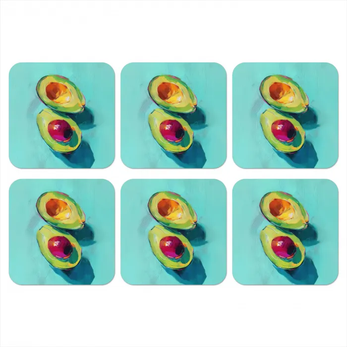 Avocado - Groen - Pit - Schaduw onderzetter kurk middel -3d