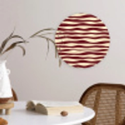 Golven - Rood - Patroon - Crème Wandcirkel kunststof plaat 5mm dik klein 188 -sfeer4