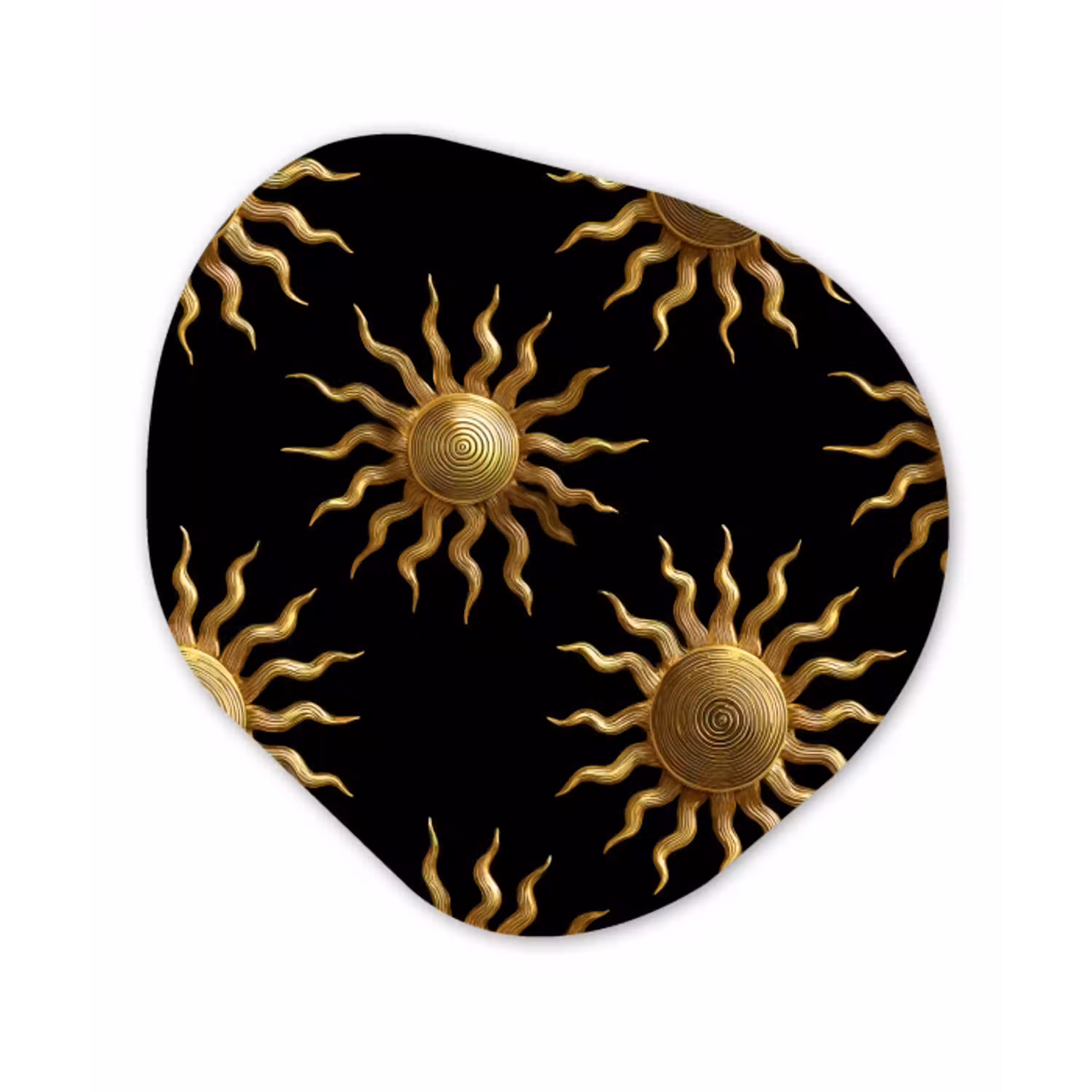 Zon - Patroon - Luxe - Goud - Zwart Wandcirkel Organisch Forex 3mm klein 629 -3d
