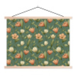 Tulpen - Botanisch - Groen textielposter latten blank klein 122 -3d