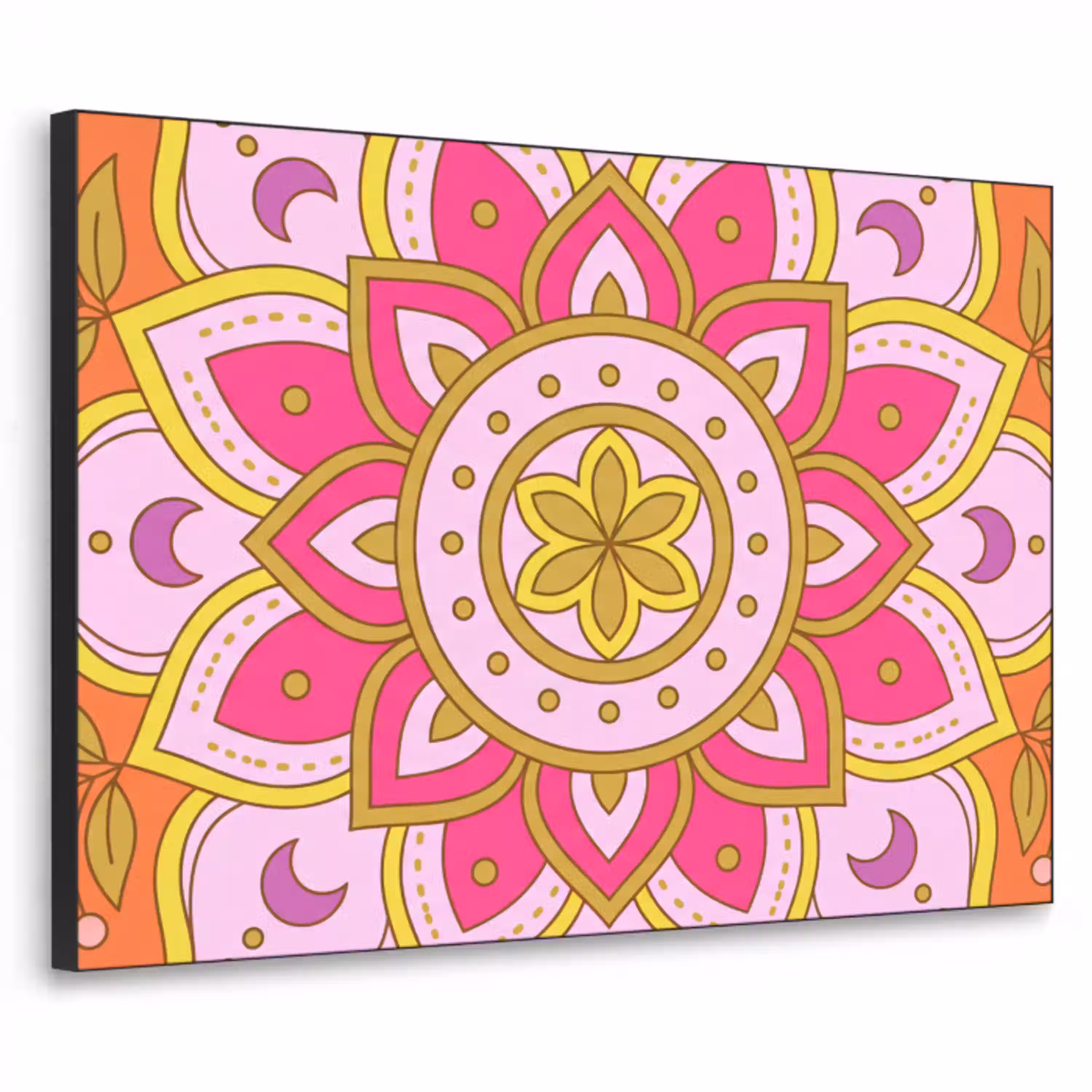 Patroon - Bloemmotief - Decoratie - Abstract - Roze Textielframe zwart klein -3d