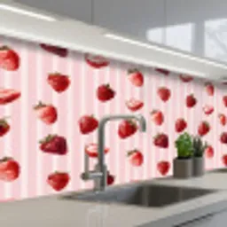 Strepen - Aardbei - Roze keuken achterwand 2 middel 871 -3d_schuin