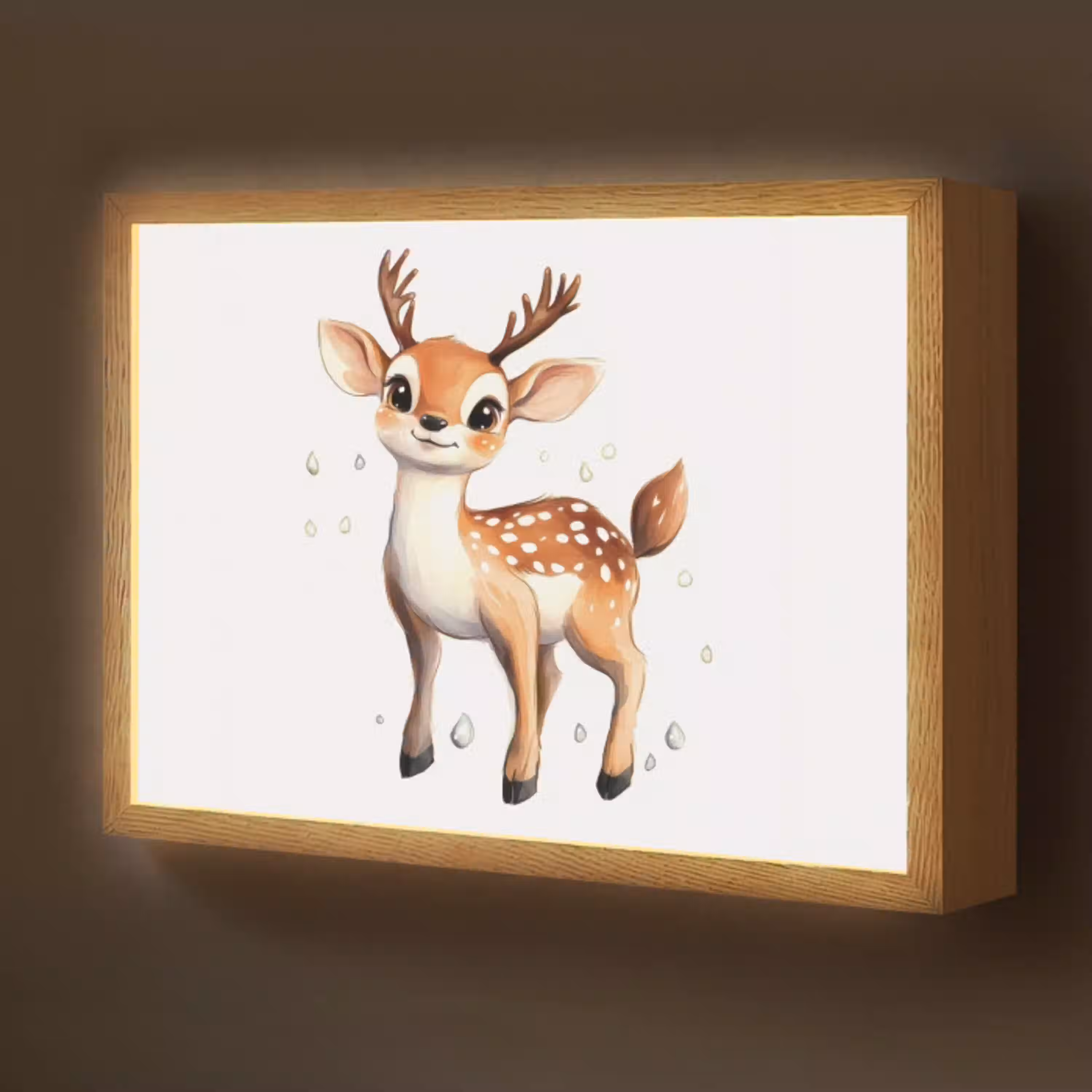 Hert - Dier - Bruin Light Box met batterij (Wandlamp kind) middel -z3d_website