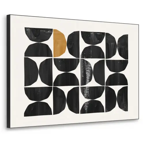 Modern - Halve cirkel - Goud - Zwart Textielframe zwart klein -3d