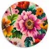 Bloemen - Kleurrijk - Roze Wandcirkel kunststof plaat 5mm dik klein -3d