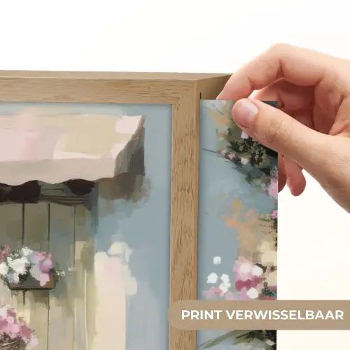 Fiets - Pastelkleuren - Bloemen Light Box met batterij (Wandlamp) middel -USP_websiteprintNL