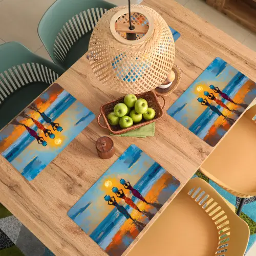 Vrouwen - Strand - Zondsondergang Placemat vinyl groot -zzsfeer5_Kitchenyeah-website