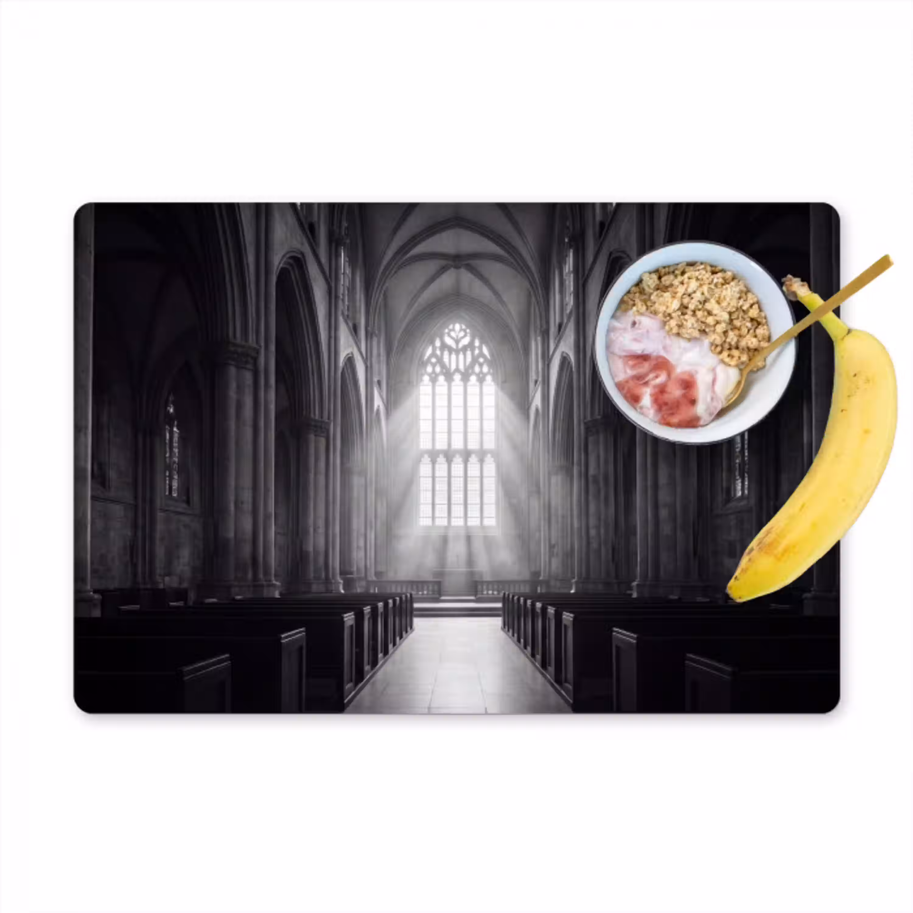 Kerk - Interieur - Lichtstralen - Architectuur - Klassiek Placemat vinyl groot -zzzproduct_Kitchenyeah-website