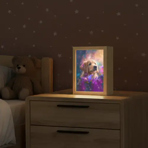 Hond - Puppy - Zon - Bloemen - Golden retriever Light Box met kabel klein -sfeer1_kind
