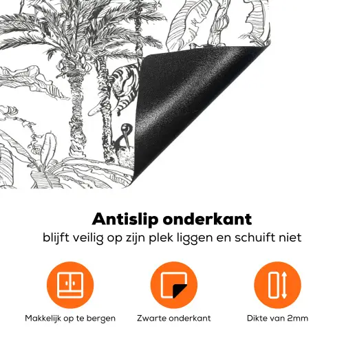 Tijger - Oerwoud - Grijs Inductie beschermer vinyl 3mm klein 276 -zzzzzzz-td-onderkant