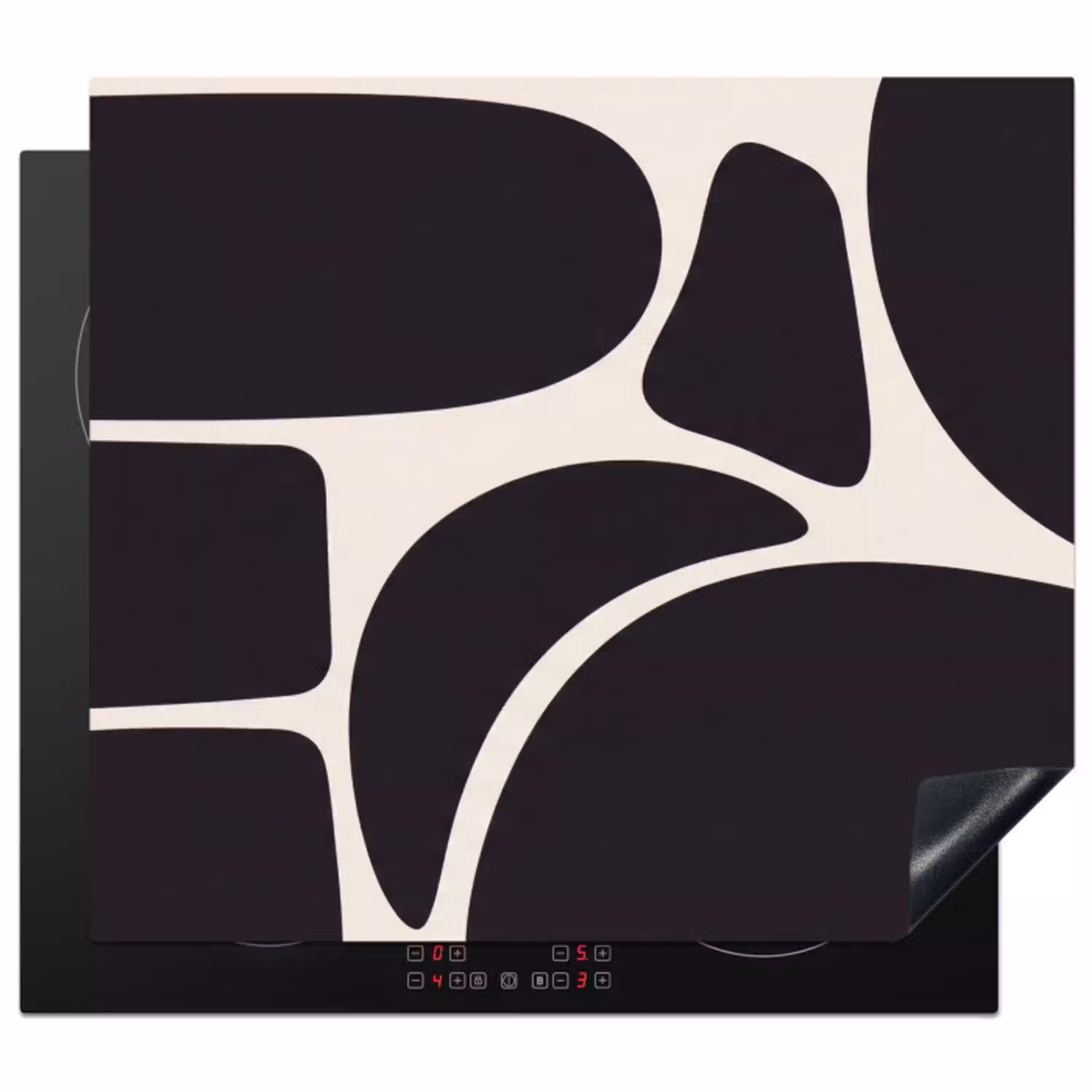 Patroon - Organisch - Zwart Inductie beschermer vinyl 3mm middel -3d