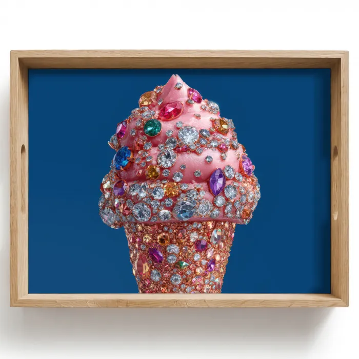 Ijsje - Hoorntje - Steentjes - Blauw Dienblad Rechthoek middel -z3d_shopping