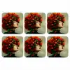 Vrouw - Appels - Rood - Bladeren onderzetter kurk middel -3d