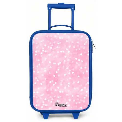 Roze glitter hartjes Kinderkoffer - Blauw klein -zz3dotto