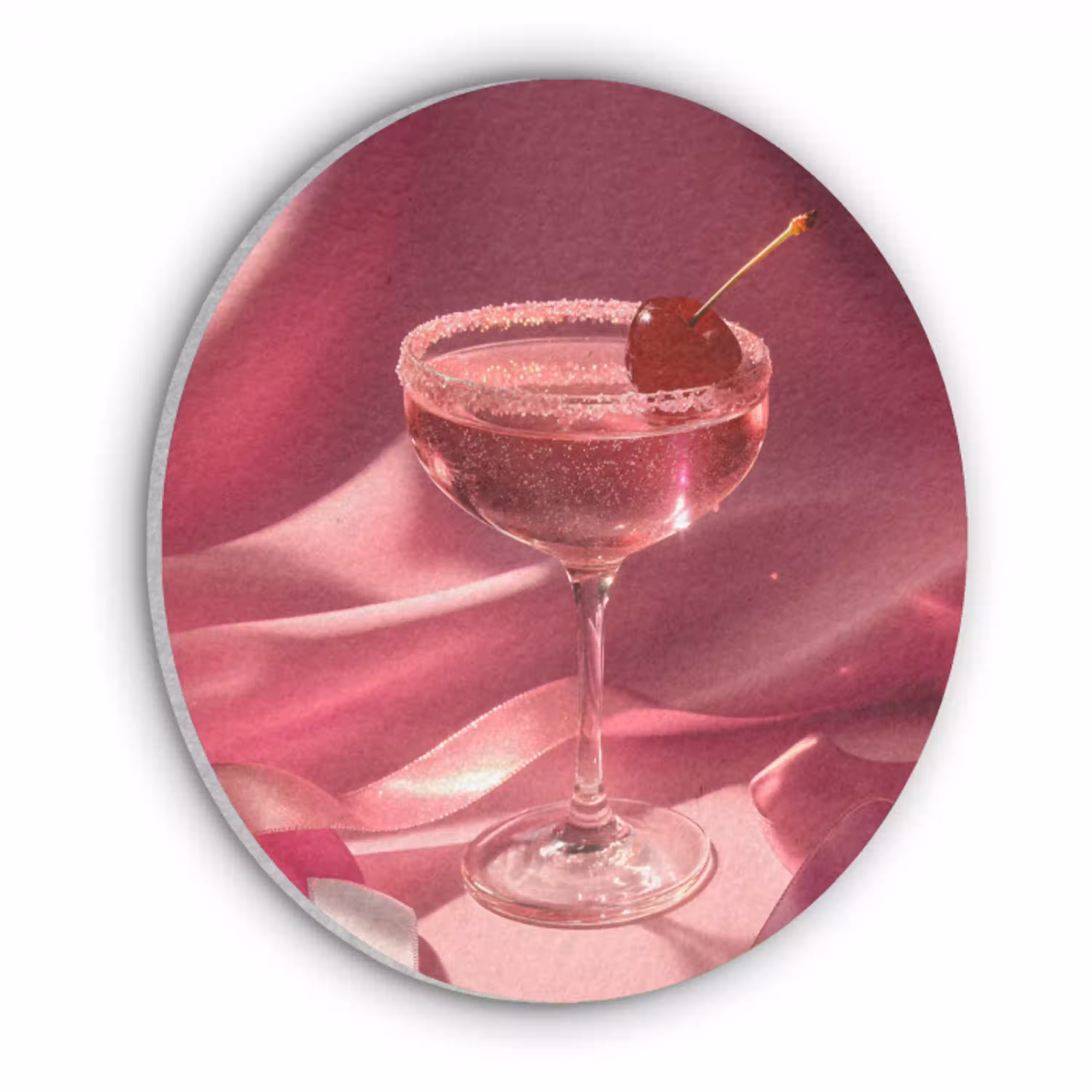 Cocktail - Pink - Luxe Akoestische PET Vilt - Rond klein -3d