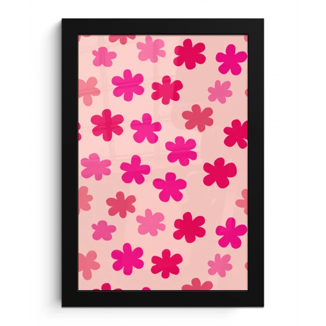 Bloemen - Patroon - Roze fotolijst zwart zonder passe partout klein -3d