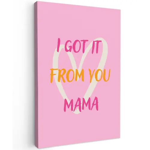 Mama - Quote - Hart - Roze canvas 2cm klein -z3d