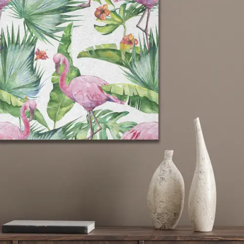 Bladeren - Flamingo - Bloemen - Jungle PET vilt middel -sfeer6_closeup