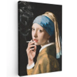 Meisje met de parel - Johannes Vermeer - Sigaretten canvas 2cm klein -z3d