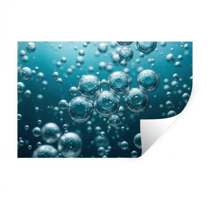 Luchtbellen - Dynamisch - Blauw Muursticker klein -3d