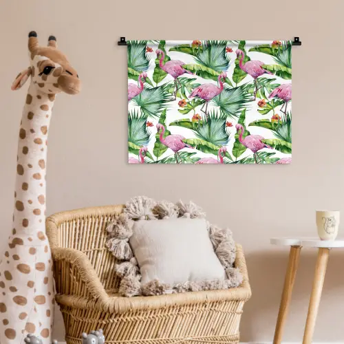 Flamingo - Bladeren - Tropisch Wandkleed katoen klein -wsfeer5_kind