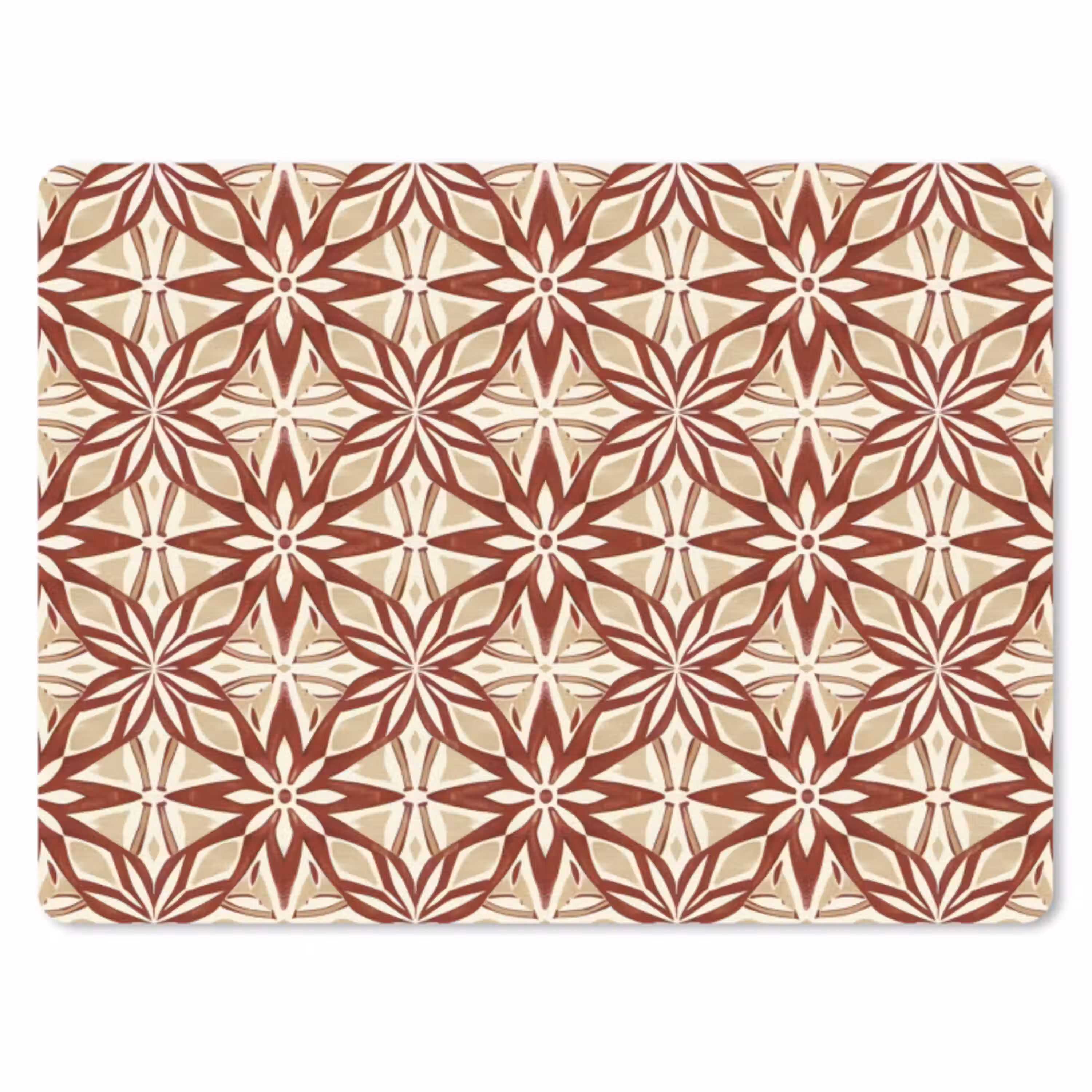 Bordeauxrood - Geometrisch - Tegel - Patroon muismat rubber klein 262 -3d