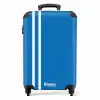 Helderblauwe achtergrond met dubbele witte zijstrepen links NBS - Handbagage koffer - Kinderen Unisex middel -productfoto_recht