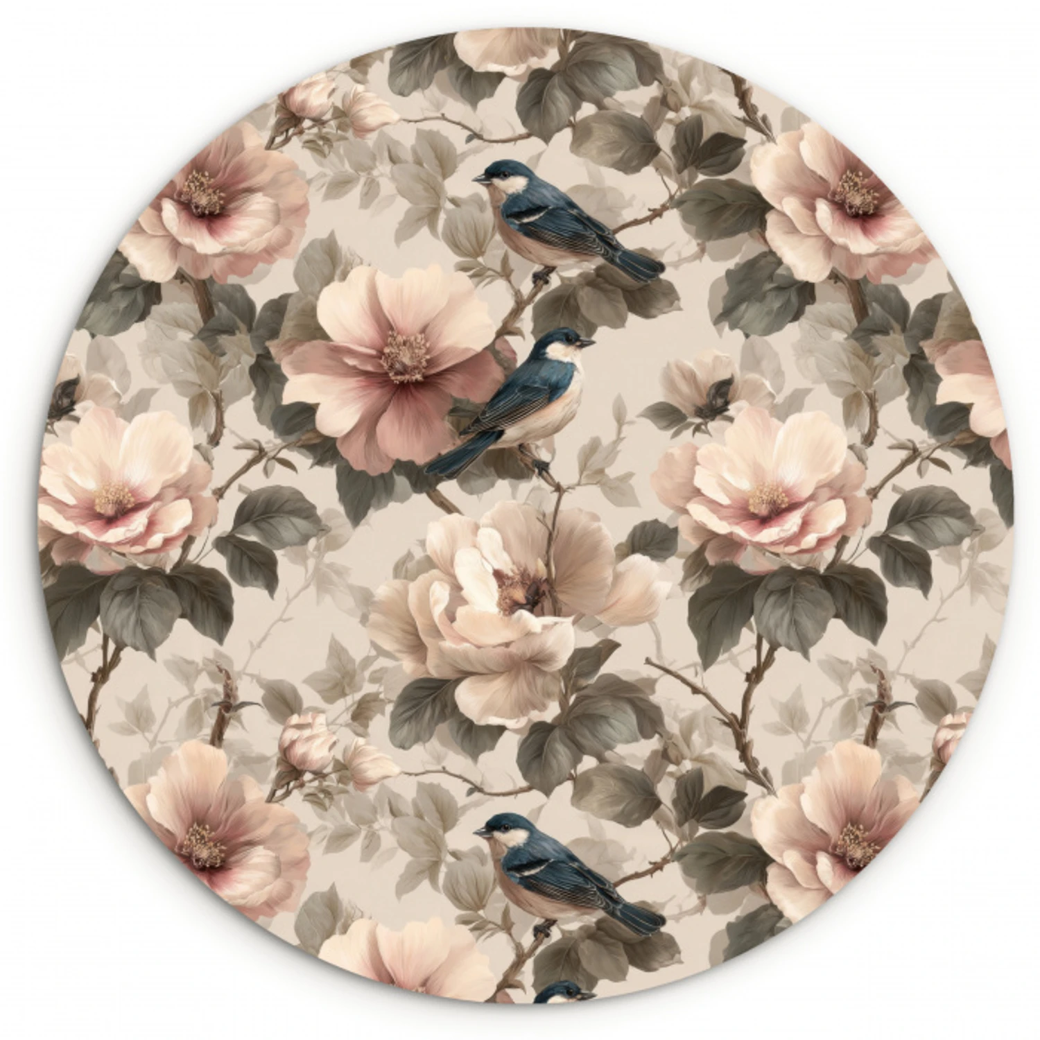 Klassiek - Vogels - Kleurrijk Wandcirkel kunststof plaat 5mm dik klein 188 -3d