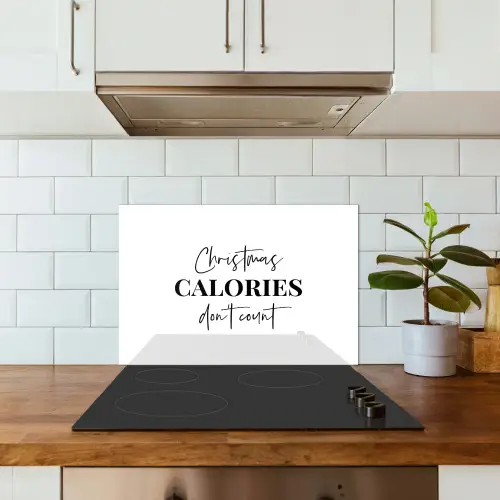 Kerst quote - Winter - Christmas calories - Wit keuken achterwand spatscherm klein -sfeer2
