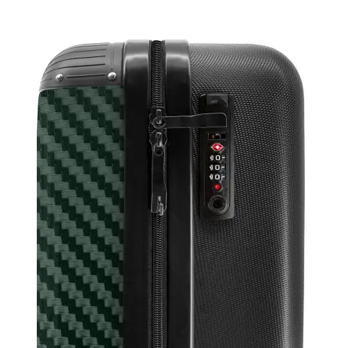 Groene carbonstructuur met zwarte middenstreep NBS - Handbagage koffer - Volwassenen Unisex middel -slot