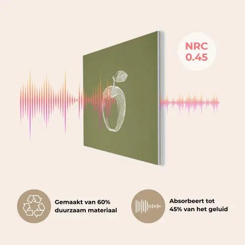 Lijntekening - Appel - Olijfgroen - Blaadje PET vilt klein -USP_NL