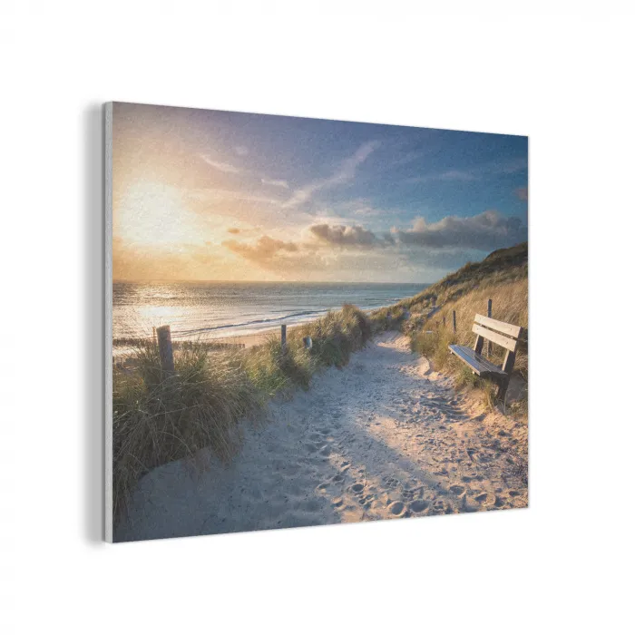 Zonsondergang - Strand - Duin - Gras - Bank PET vilt klein -3d