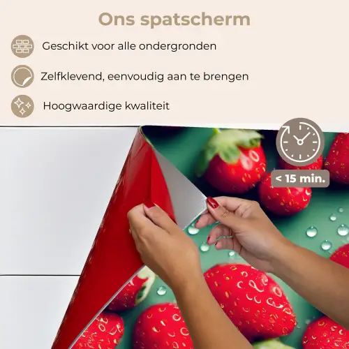 Aardbeien - Rood - Groen - Kroontjes keuken achterwand spatscherm klein 900 -spatscherm_NL