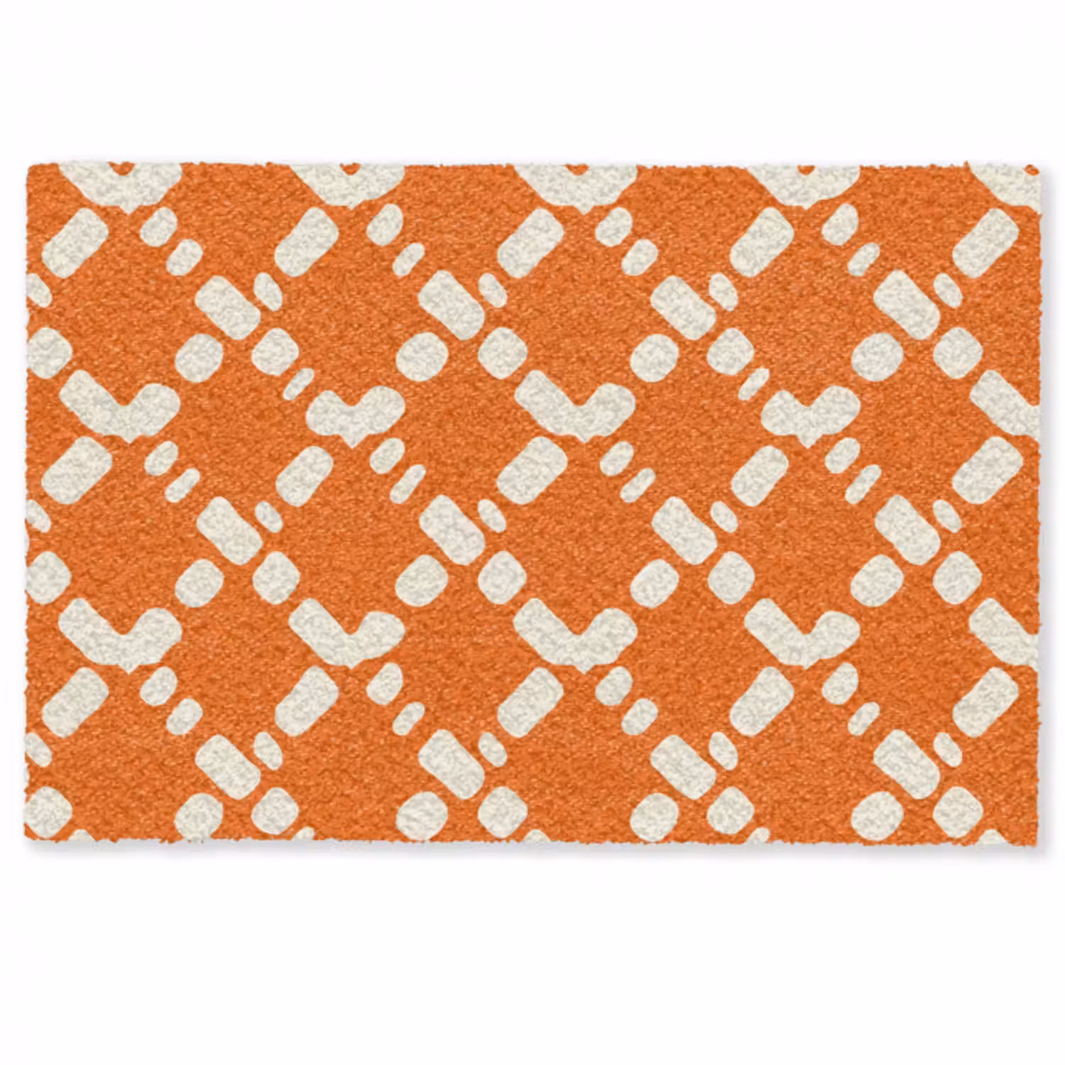 Fußmatte - Orange - Karomuster - Weiß