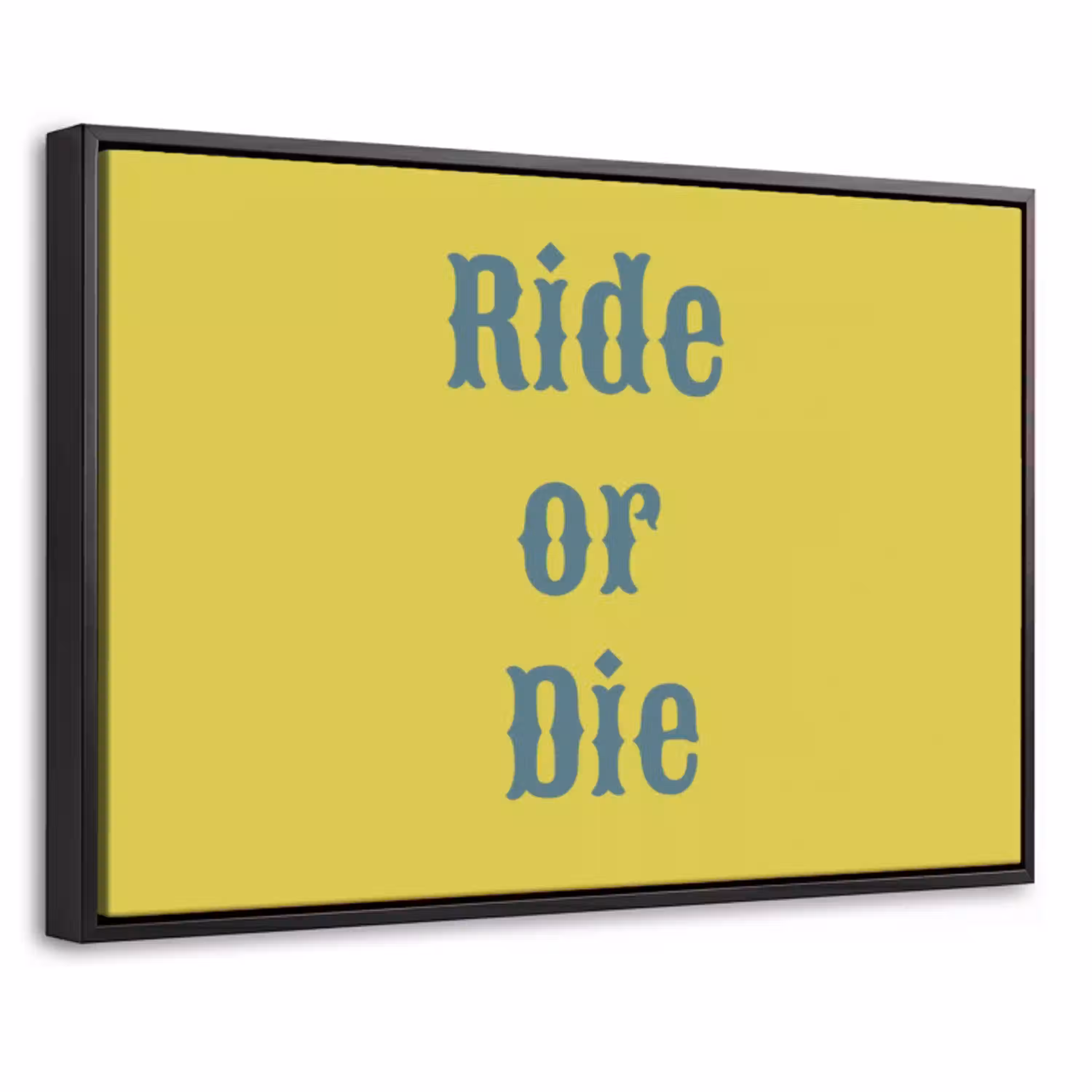 Ride or die - Geel - Blauw Canvas met baklijst klein -threedimensional_3d_global
