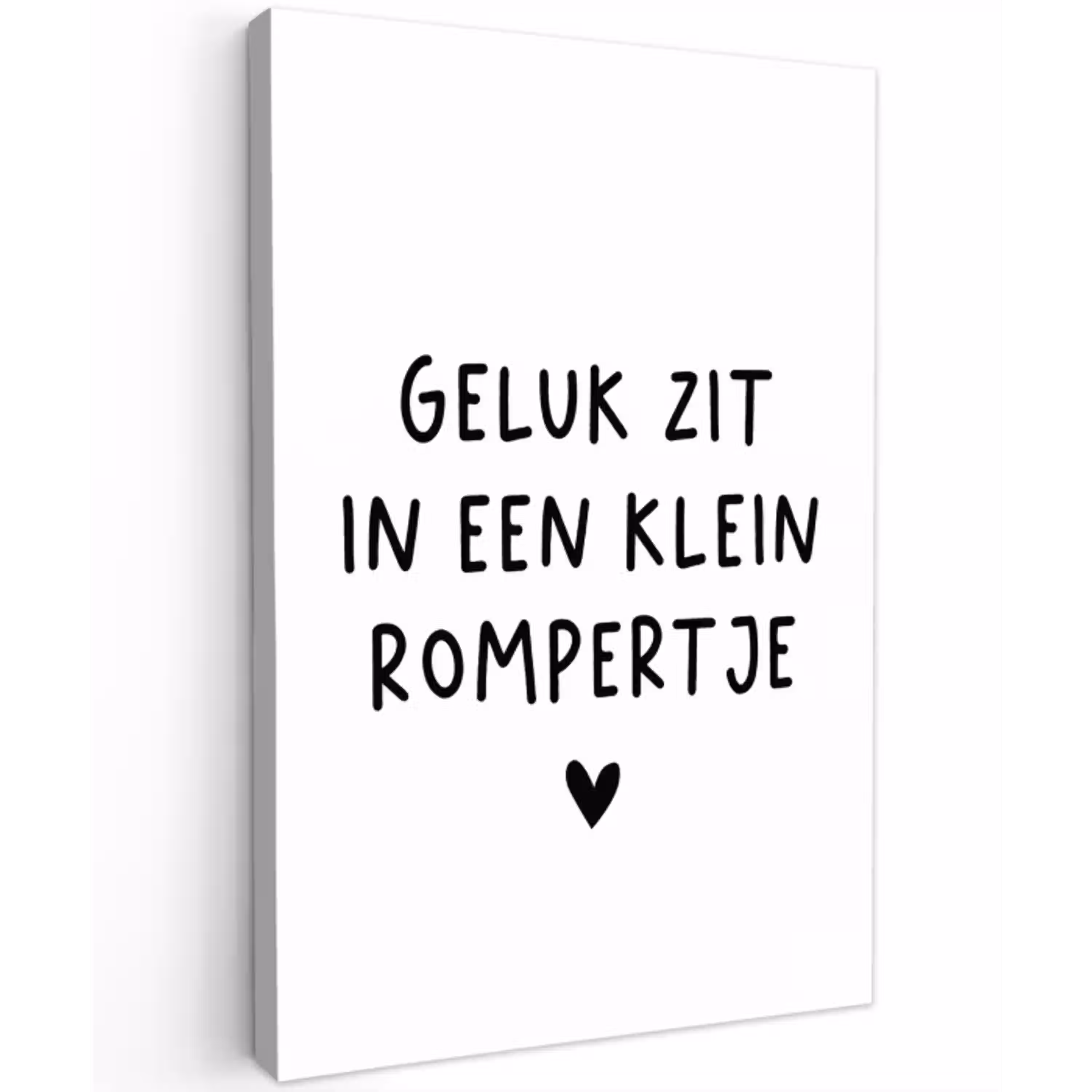 Geluk zit in een klein rompertje - Quotes - Spreuken Tuinposter op houten frame 2 cm dik klein -3d